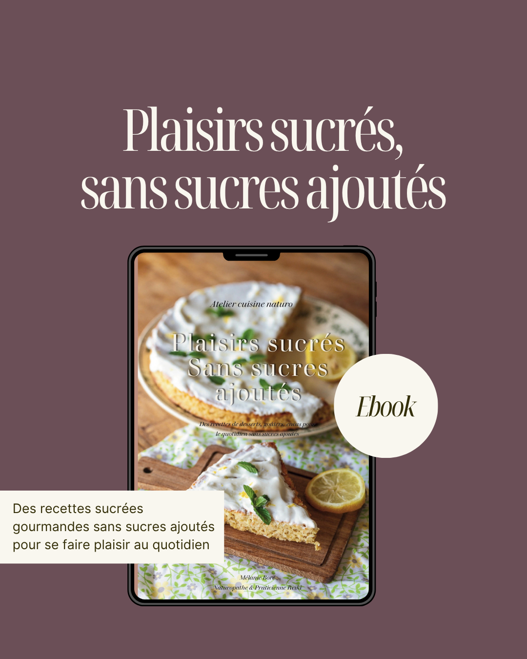 Ebook Recettes Naturo : plaisirs sucrés sans sucres ajoutés